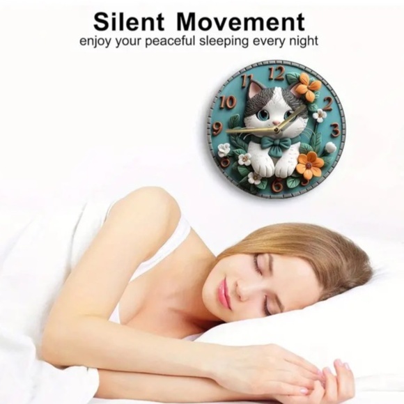 NIB! Adorable Gray and White Colored Cat Clock! - Picture 4 of 7